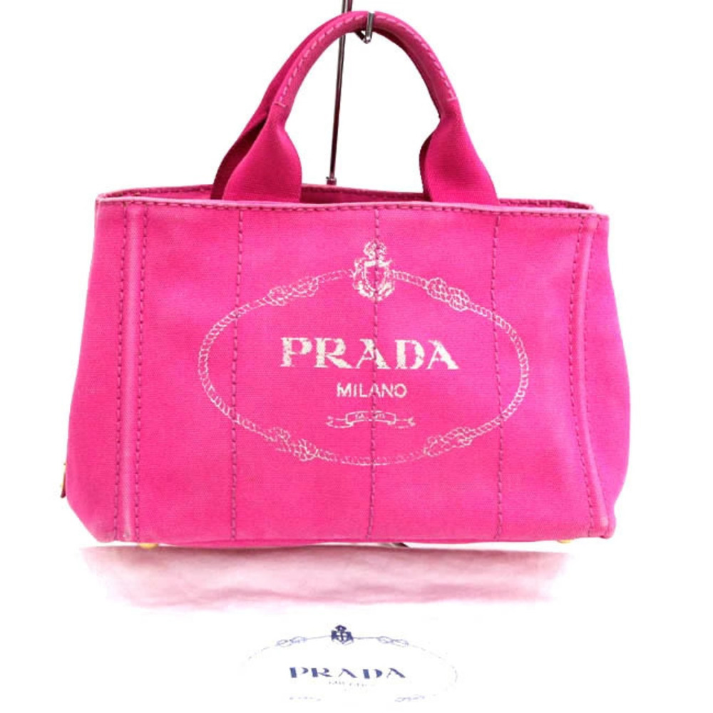 Prada Canapa Tote Pink Handbag Denim